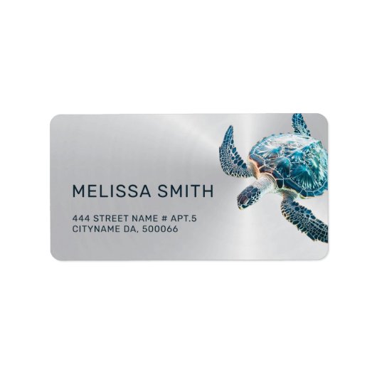 Étiquette Turquoise Turtle Silver (Devant)