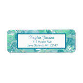 Étiquette Turquoise Vert Bleu Marbre Fluide Art Personnalisé (Devant)