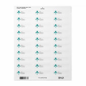 Étiquette Turquoise Vert Fleur de lis (Feuille entière)