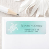 Étiquette Turquoise White Turtle Coastal (En situation)