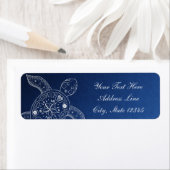 Étiquette Turtle de la mer d'Hawaii blanc sur Blue Beach Mar (En situation)