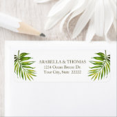 Étiquette Twilight de plage tropicale | Palm Leaf Adresse de (En situation)