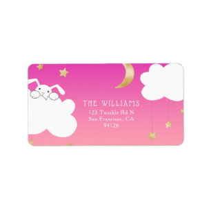 Étiquette Twinkle Bunny Star Rose Adresse de retour