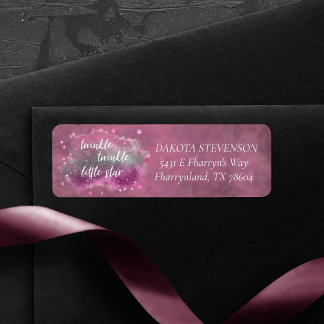 Étiquette Twinkle Little Star | Adresse gris argenté rose