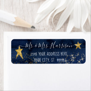 Étiquette Twinkle Little Star Navy Blue Gold Return Adresse