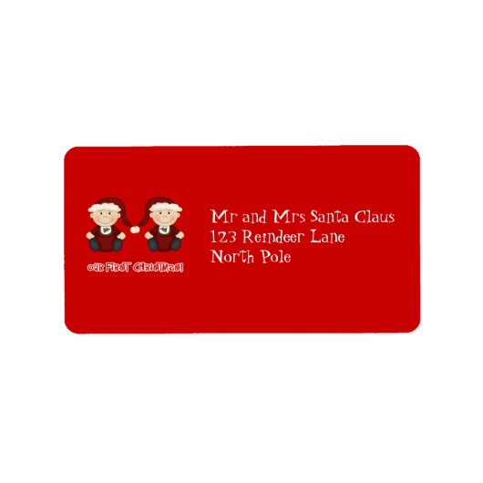 Étiquette Twins : Notre premier Noël personnalisable (Devant)