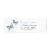 Étiquette Two butterflies inked blue wedding (Devant)