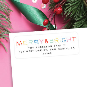 Étiquette Type moderne Holiday Merry & Bright Return Adresse