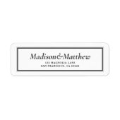 Étiquette Typographie classique Mariage encadré Adresse de r (Devant)