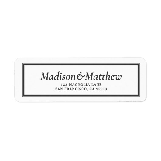 Étiquette Typographie classique Mariage encadré Adresse de r (Devant)