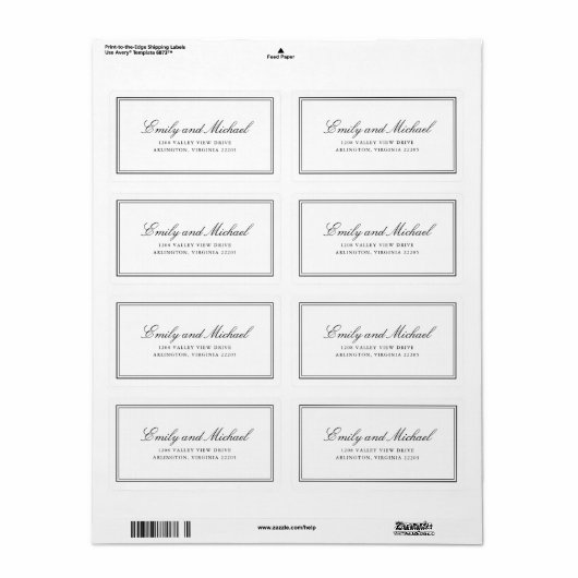 Étiquette Typographie classique simple et élégante (Feuille entière)