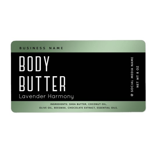 Étiquette Typographie de luxe moderne simple noir (Devant)