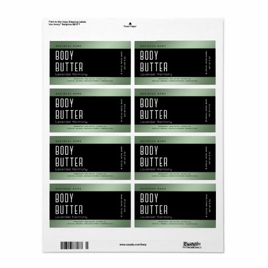 Étiquette Typographie de luxe moderne simple noir (Feuille entière)