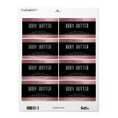 Étiquette Typographie de luxe moderne simple rose noire (Feuille entière)