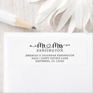 Étiquette Typographie de script M. Mme Mariage Adresse de re