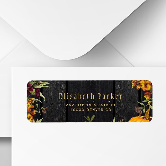 Étiquette Typographie dorée rustique d'automne pour adresse 