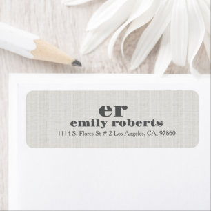 Étiquette Typographie grise et toile de jute blanche ivoire