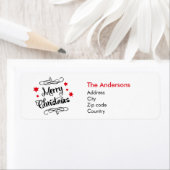 Étiquette Typographie Joyeux Noël Rouge Blanc (En situation)