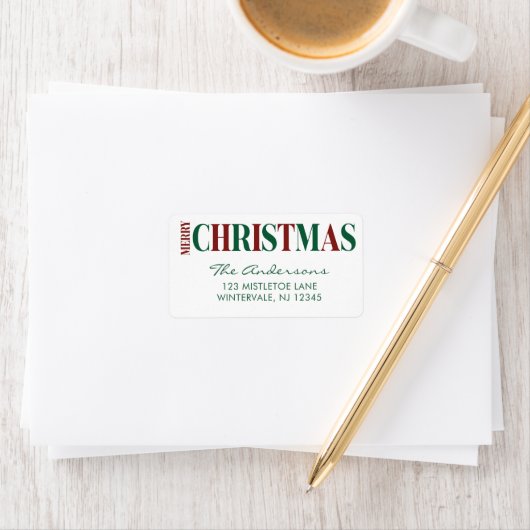 Étiquette Typographie Joyeux Noël Rouge et Vert (En situation)