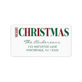 Étiquette Typographie Joyeux Noël Rouge et Vert (Devant)