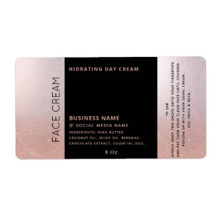 Étiquette Typographie minimaliste noir rose or crème visage