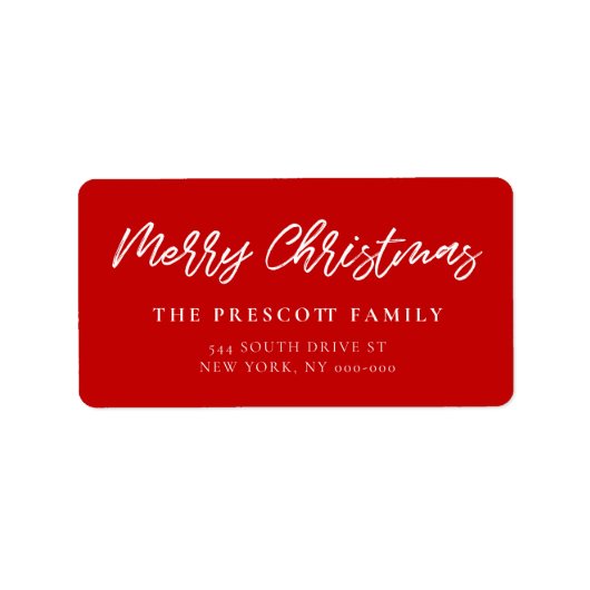 Étiquette Typographie moderne Joyeuse famille Noël (Devant)