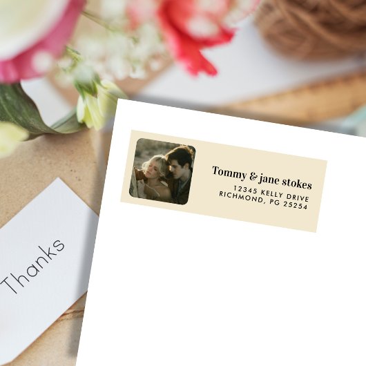 Étiquette Typographie moderne minimale Nom photo Retour