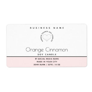 Étiquette Typographie moderne simple bougie de coeur blanc