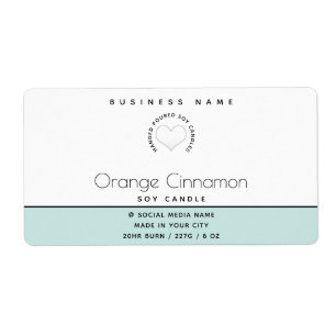 Étiquette Typographie moderne simple bougie de coeur blanc