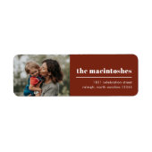 Étiquette Typographie moderne Simple Photo Retour Adresse (Devant)