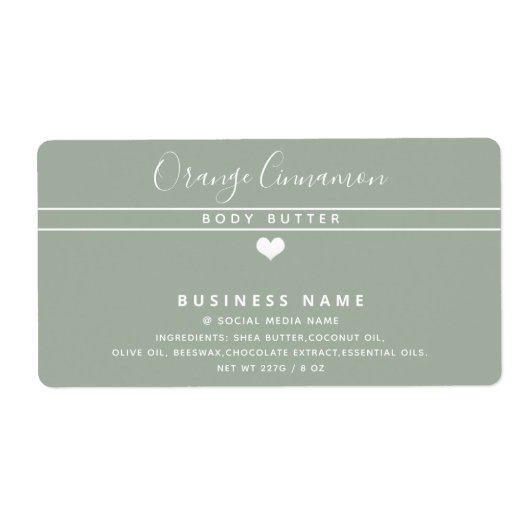 Étiquette Typographie moderne simple produit coeur blanc (Devant)