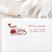 Étiquette Typographie moderne Sledge Happy Holidays (En situation)