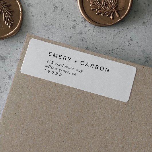 Étiquette Typographie noire moderne Adresse de retour Label