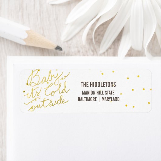 Étiquette Typographie Or Bébé Son Script Froid Extérieur (En situation)