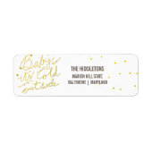 Étiquette Typographie Or Bébé Son Script Froid Extérieur (Devant)