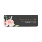 Étiquette Typographie or Fleurs roses et gris (Devant)