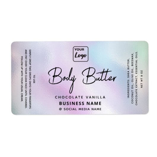 Étiquette Typographie professionnelle logo holographique pro (Devant)