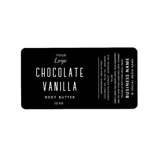 Étiquette Typographie professionnelle noir blanc logo produi (Devant)