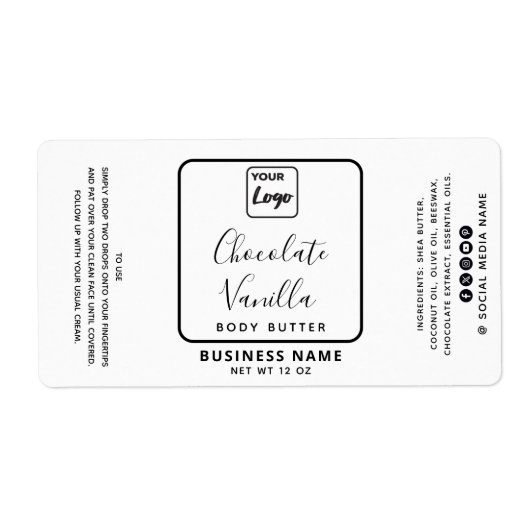 Étiquette Typographie professionnelle noir blanc logo produi (Devant)