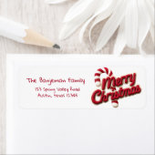 Étiquette Typographie Rouge & Blanche Joyeux Noël (En situation)