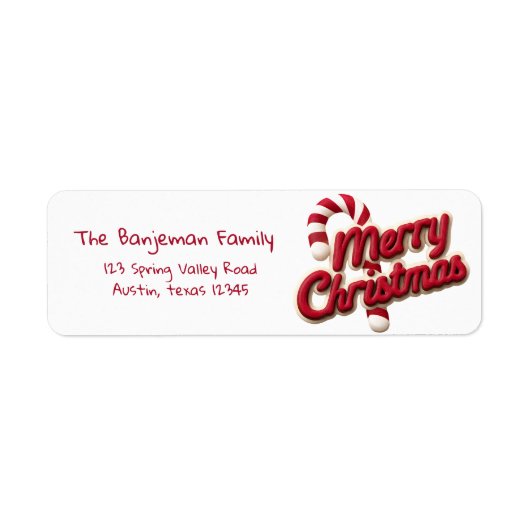 Étiquette Typographie Rouge & Blanche Joyeux Noël (Devant)