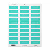 Étiquette Typographie simple de San Serif Turquoise (Feuille entière)