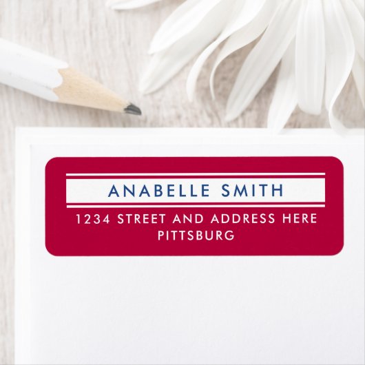 Étiquette Typographie simple moderne rouge blanc bleu améric (En situation)