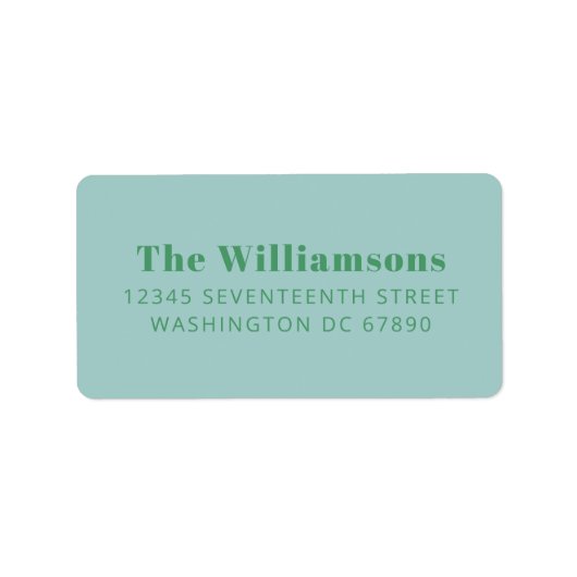 Étiquette Typographie verte en gras Adresse de retour person (Devant)