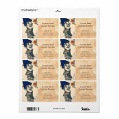 Étiquette ukiyo-e geisha japonais classique avec parapluie a (Feuille entière)