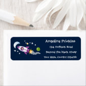 Étiquette Un adorable vaisseau-fusée dans l'espace dessin an (En situation)