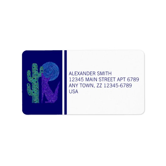 Étiquette Un Coyote Violet Wolf Coloré Design Sud-Ouest (Devant)