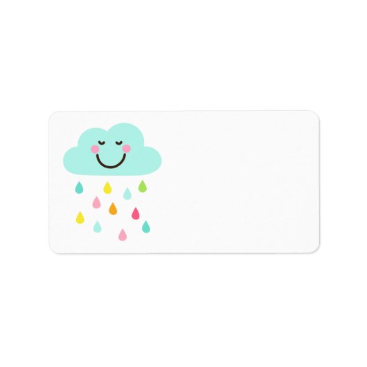 Étiquette Un joli nuage heureux avec des gouttes de pluie co (Devant)