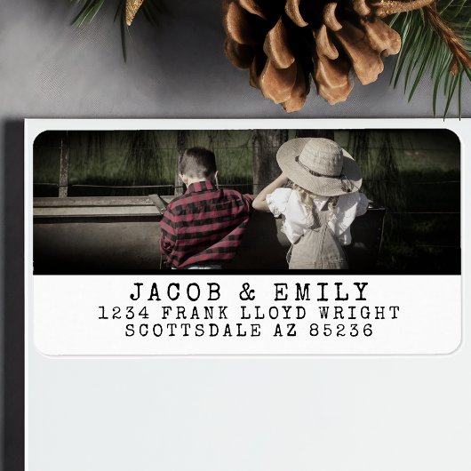 Étiquette Un minimum Vintage une photo Noël personnalisé