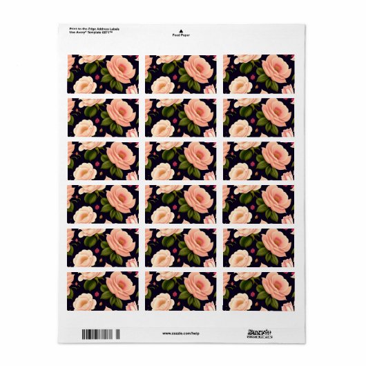 Étiquette Un motif sans soudure avec des roses roses sur un (Feuille entière)